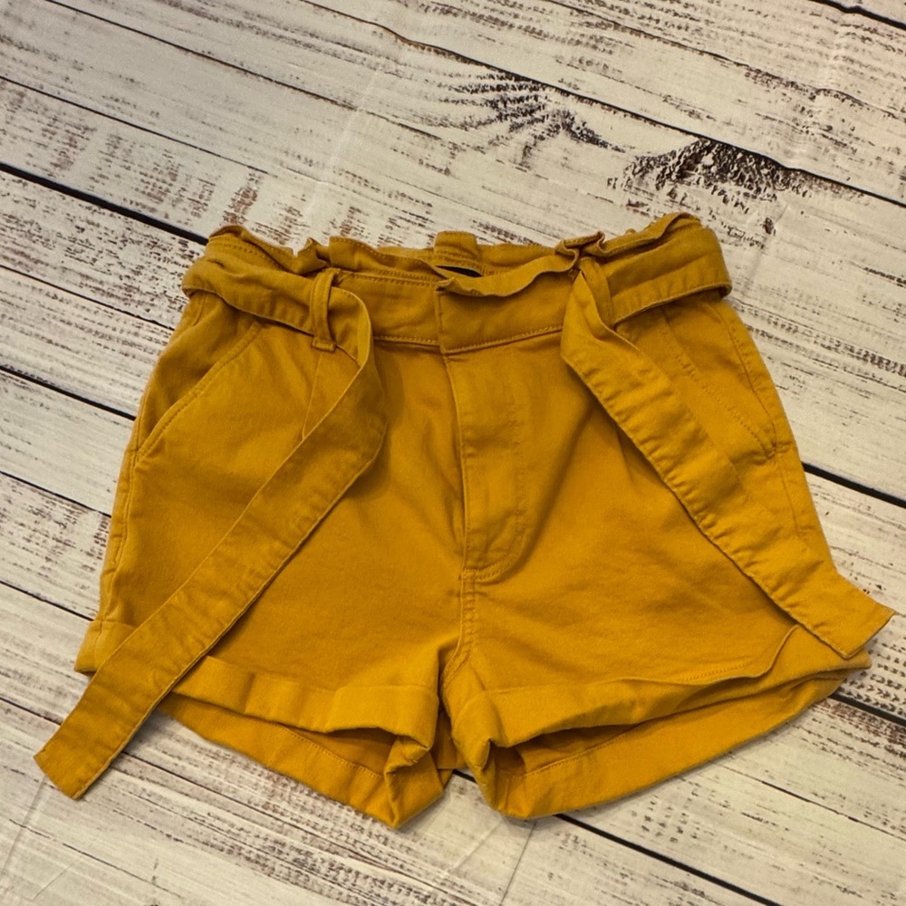 Express High Waist Mustard Shorts
